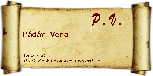 Pádár Vera névjegykártya